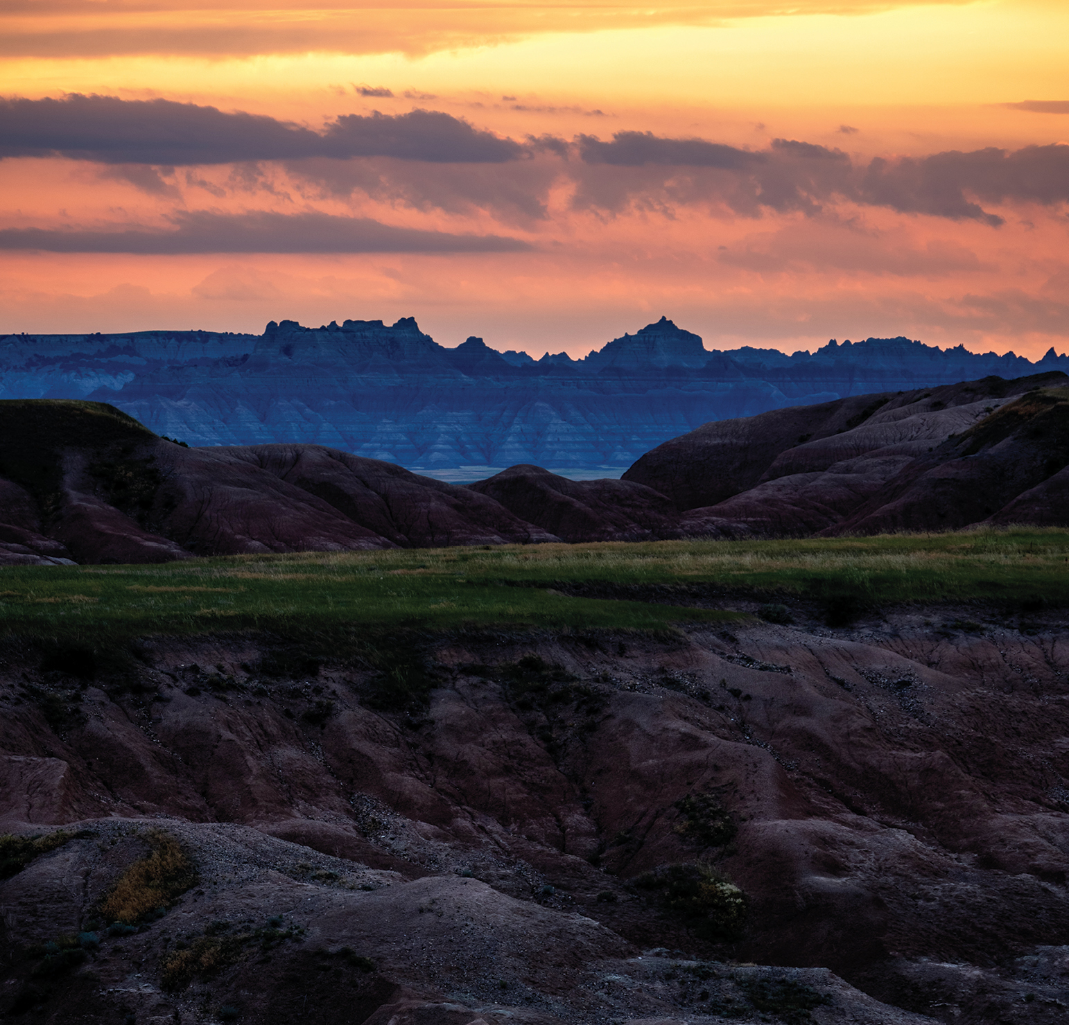 South Dakota mountains during sunset