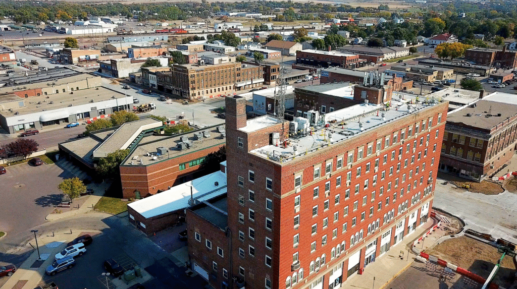 Aerial view of Downtown Huron, South Dakota