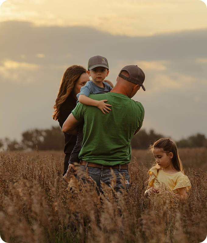Family in a field.