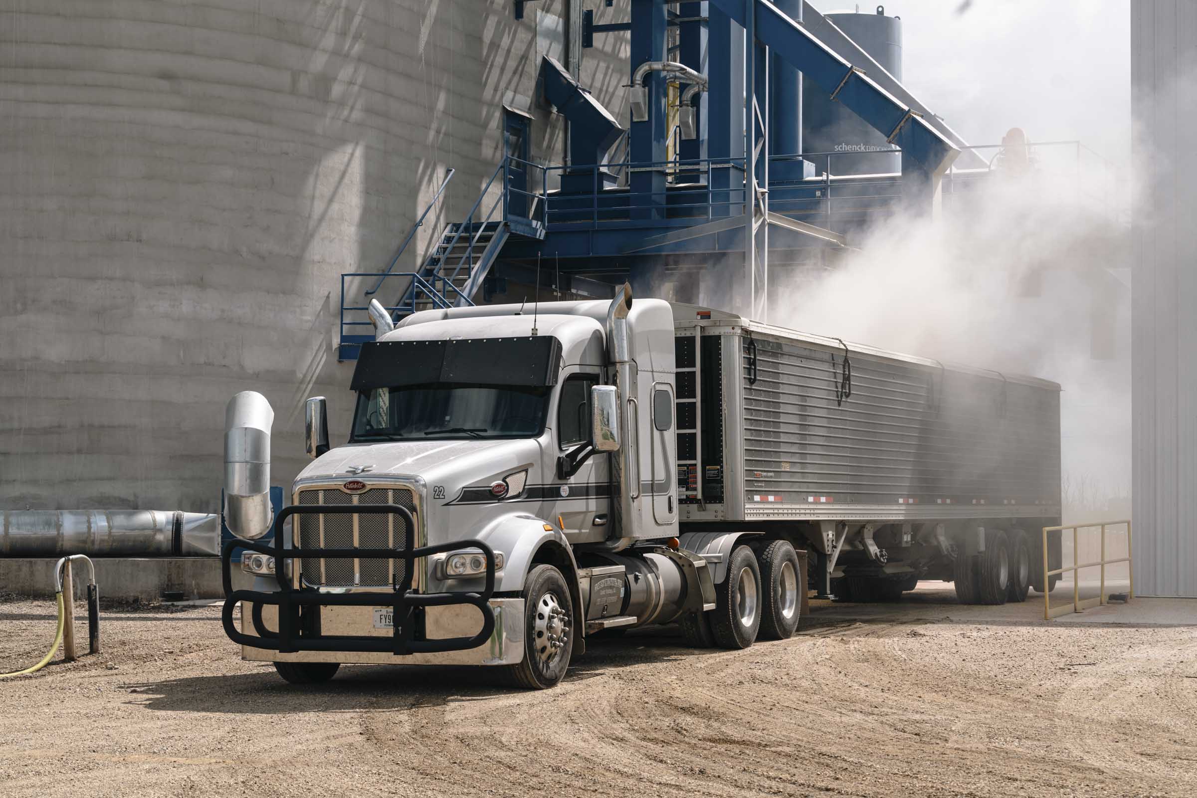 Truck outside manufacturing facility.