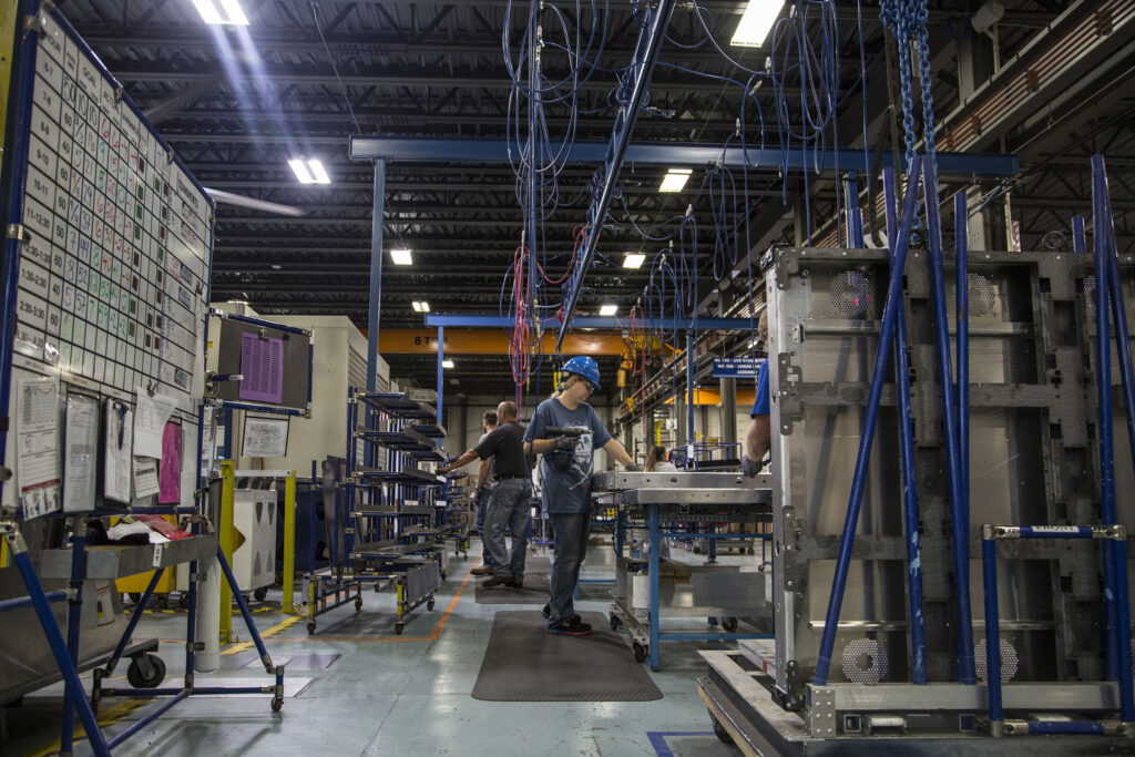 Daktronics manufacturing assembly floor.
