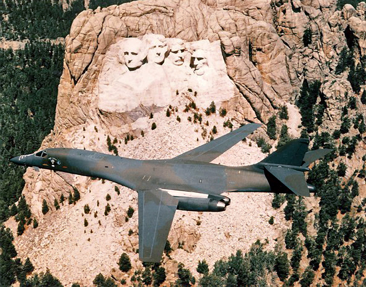 B-1 flying in front Mt. Rushmore