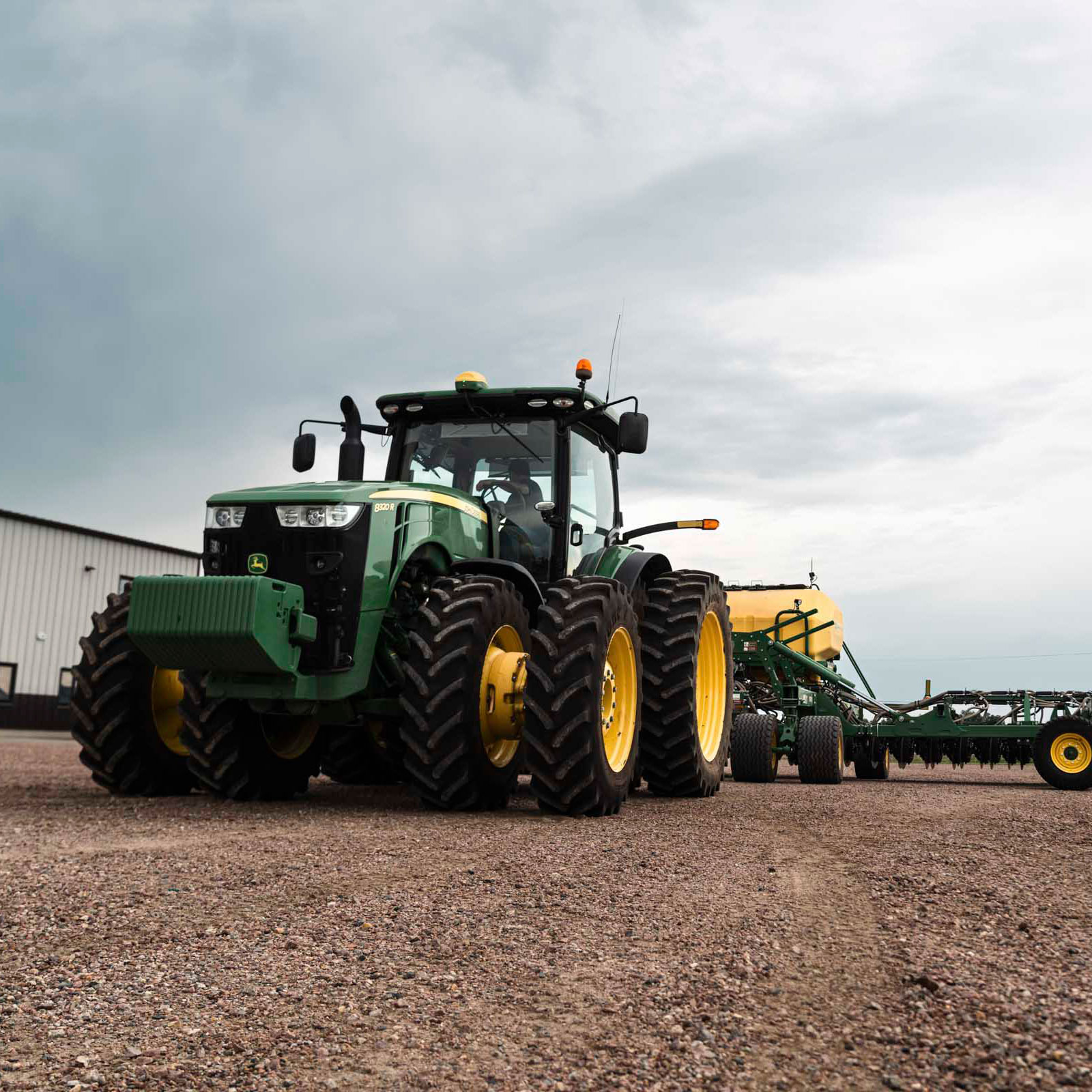 Tractors in a field.